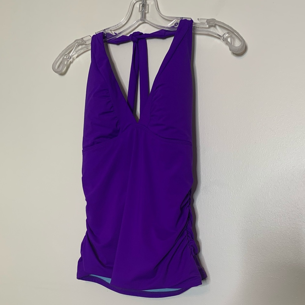 Athleta Purple Shirrendipity Halter Tankini Top